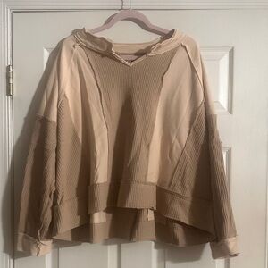 POL Neutral Beige Layered Thermal Sweatshirt